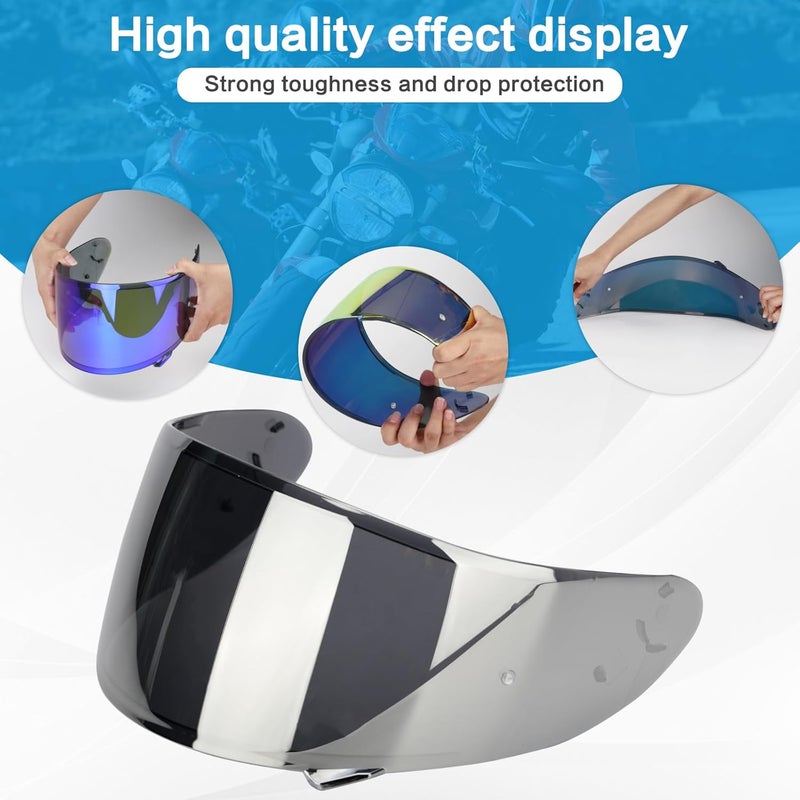 RIDLOG RF1200 Motorcycle Helmet Visor for RF-1200 CWR-1 Visor Replacement, Motorcycle Helmet Visor Compatible with RF-1200 CWR-1 X14 Z7 X-Spirit Tinted RF 1200 Visor (Silver) - Image 4